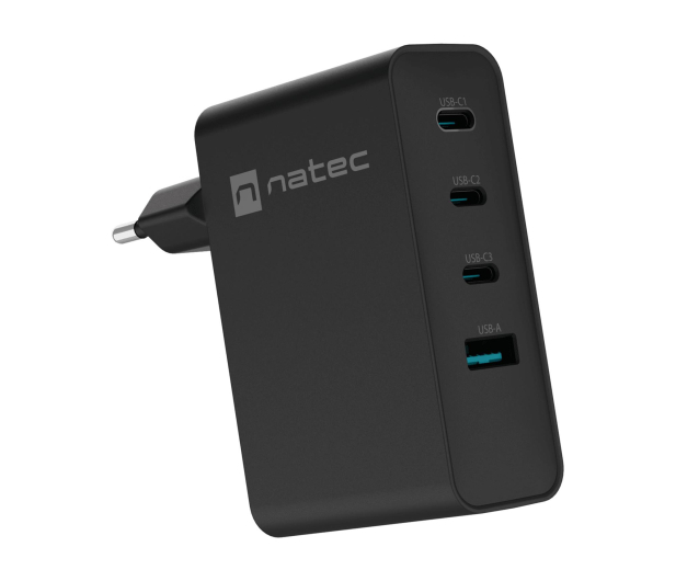 NATEC RIBERA GAN 3X USB-C + 1X USB-A 100W CZARNA NUC-2234 - 1480435 - zdjęcie